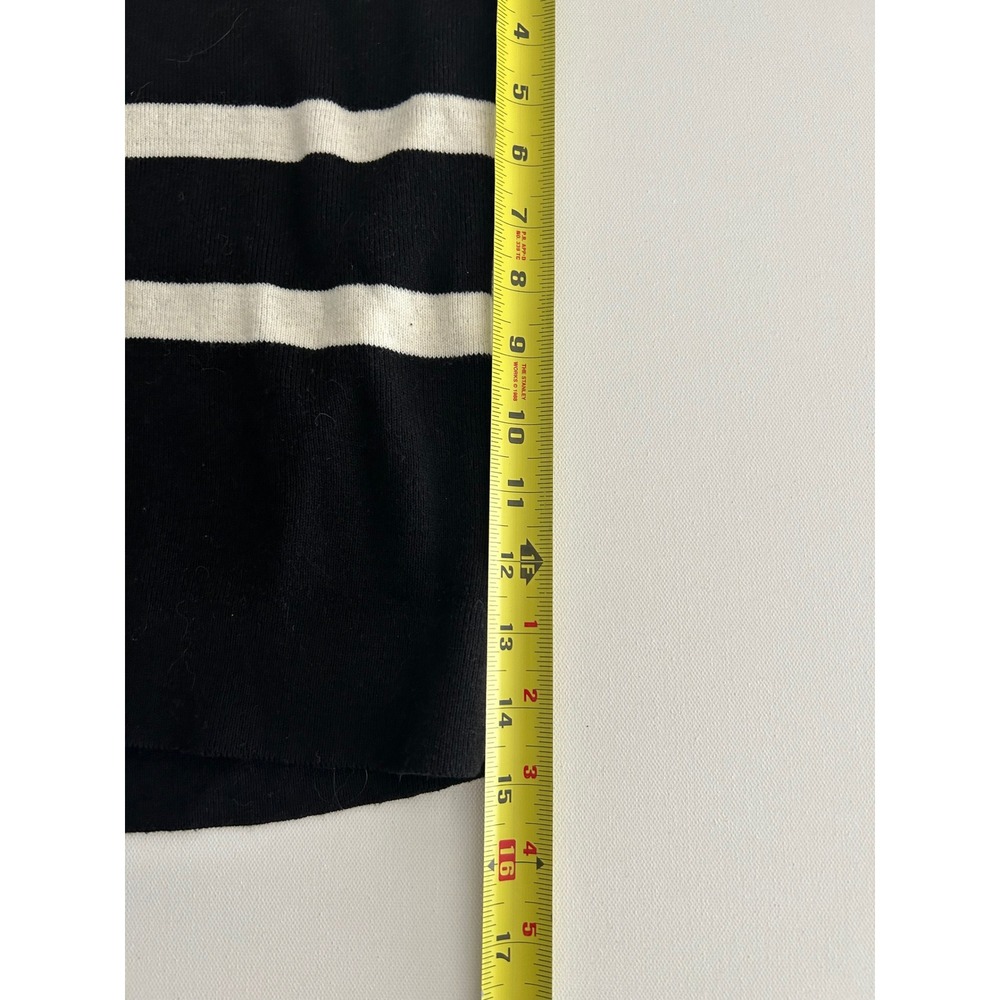 Croft & Barrow Women's Striped Crewneck Sweater Black/Cream Size M - Picture 2 of 5